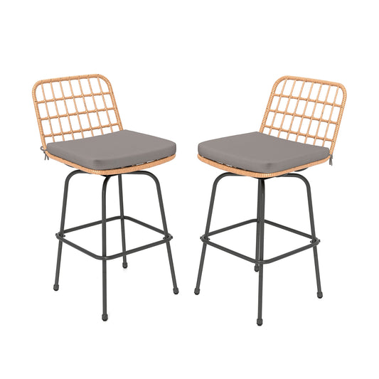 Patio Swivel Barstools Set Of 2, Gray