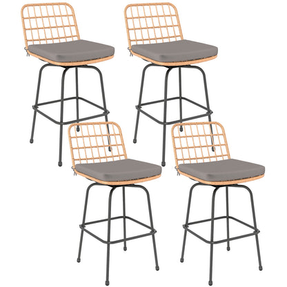 Patio Swivel Barstools Set of 2 with Soft Seat Cushions, Gray Patio Dining Chairs at Gallery Canada