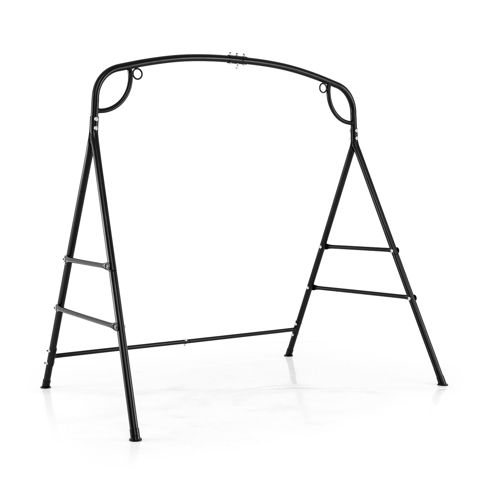 Outdoor Metal Swing Stand with 4 Support Bars and 2 Hanging Ways, Black Porch Swings at Gallery Canada