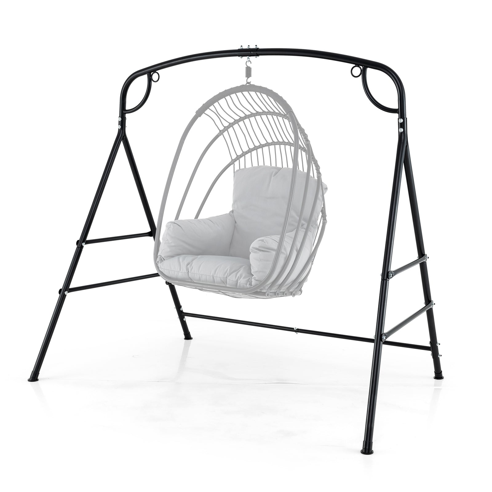 Outdoor Metal Swing Stand with 4 Support Bars and 2 Hanging Ways, Black Porch Swings at Gallery Canada