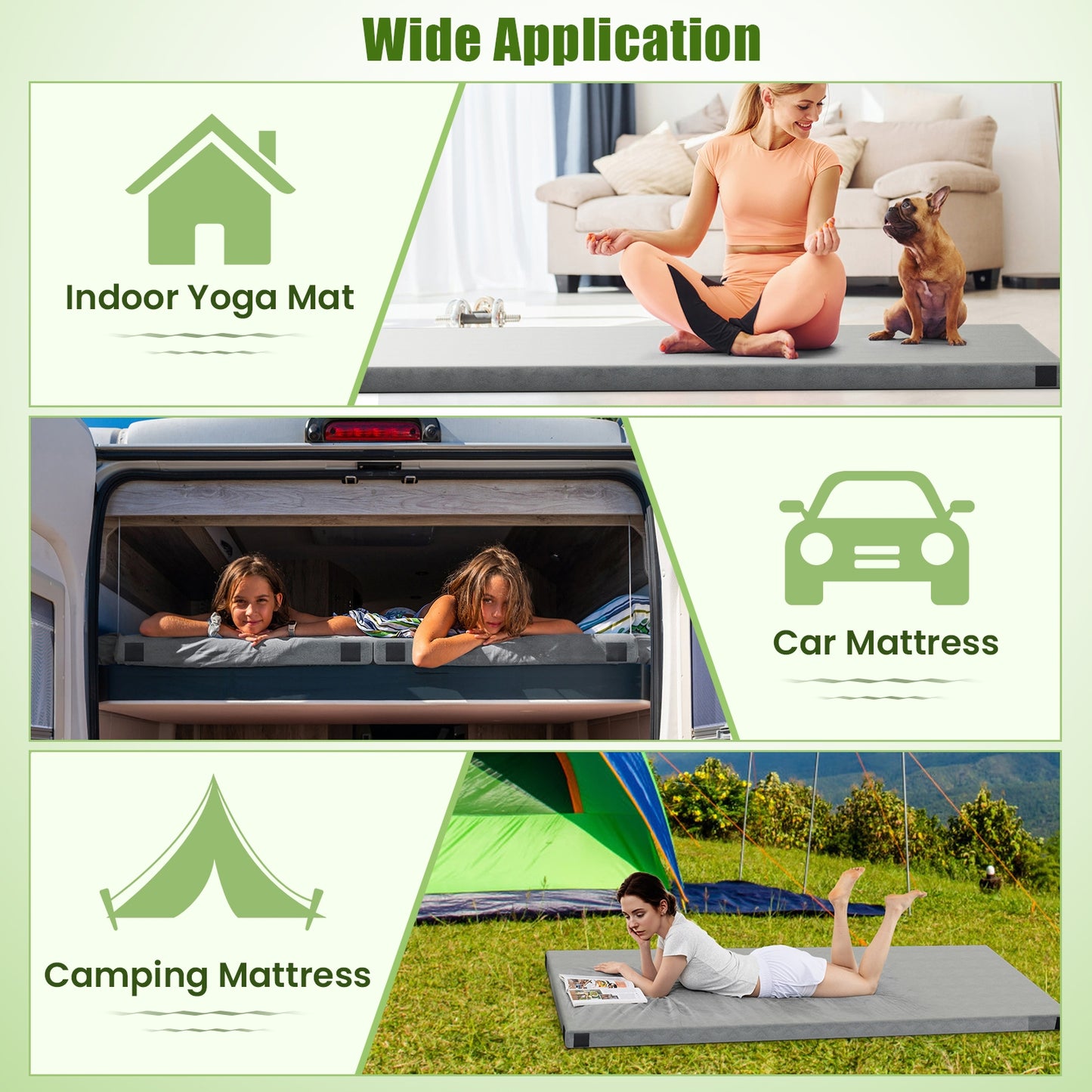 Foldable Camping Mattress, High Density Foam Cushion, Anti-Slip Bottom, Gray Air Mattresses & Sleeping Bags at Gallery Canada