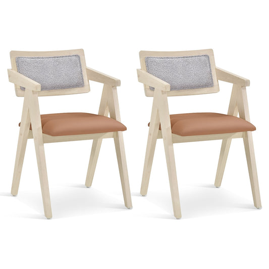 Mid Century Wooden Accent Chairs, Set Of 2, Beige Accent Chairs Beige at Gallery Canada