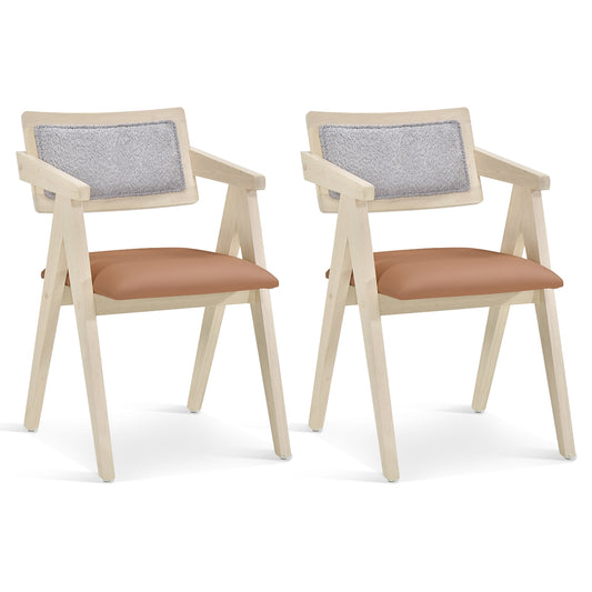 Mid Century Wooden Accent Chairs, Set Of 2, Beige Accent Chairs Beige at Gallery Canada
