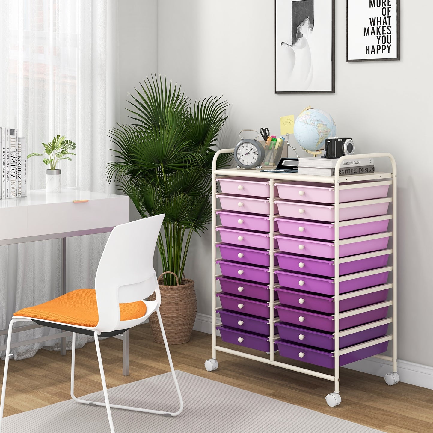20 Drawers Rolling Storage Cart Studio Organizer, Purple File Cabinets at Gallery Canada