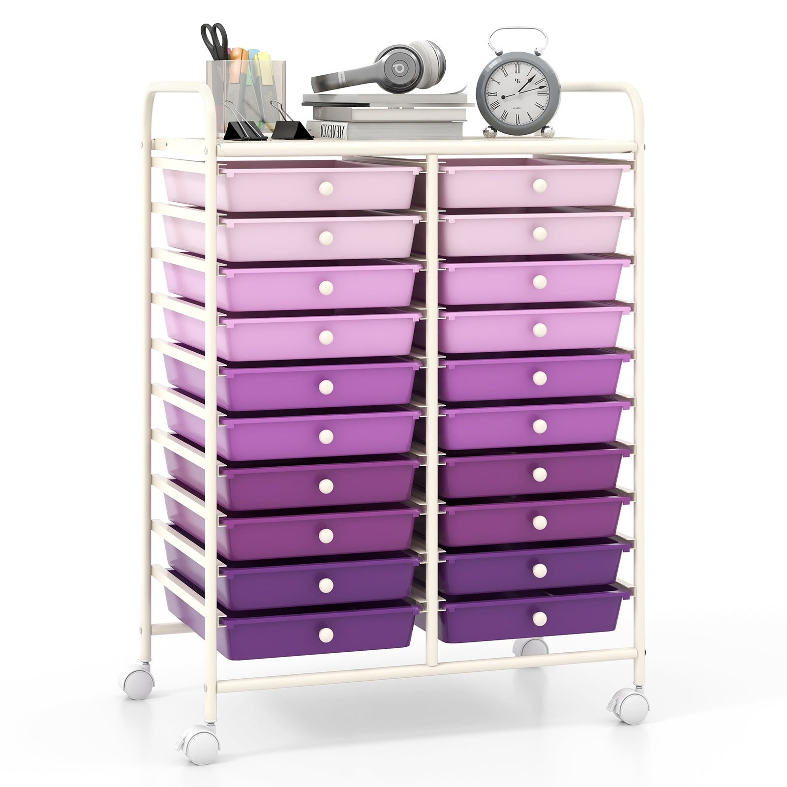 20 Drawers Rolling Storage Cart Studio Organizer, Purple File Cabinets at Gallery Canada