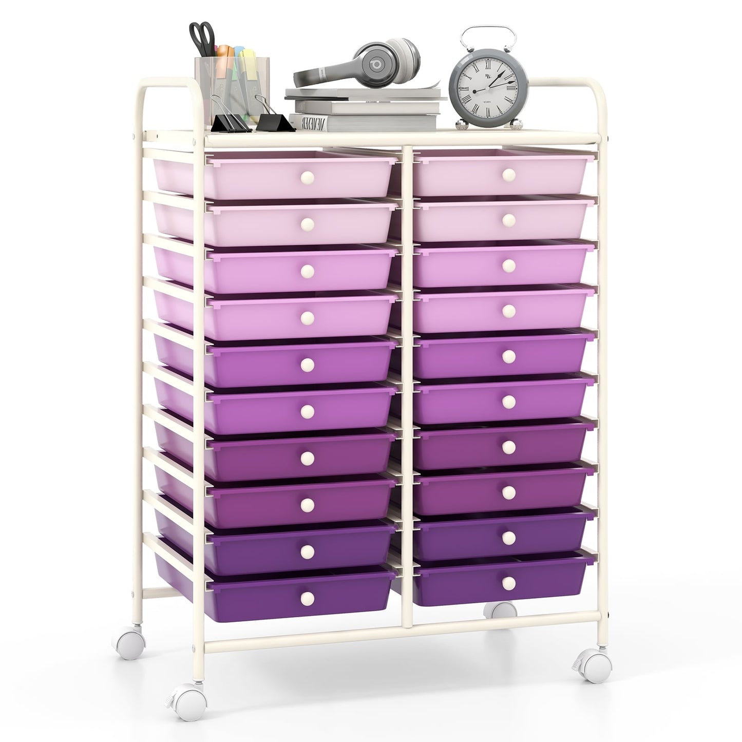 20 Drawers Rolling Storage Cart, Purple File Cabinets Purple at Gallery Canada