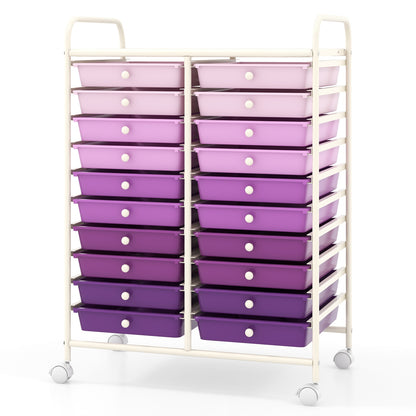 20 Drawers Rolling Storage Cart Studio Organizer, Purple File Cabinets at Gallery Canada