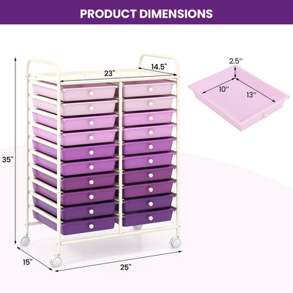 20 Drawers Rolling Storage Cart Studio Organizer, Purple File Cabinets at Gallery Canada