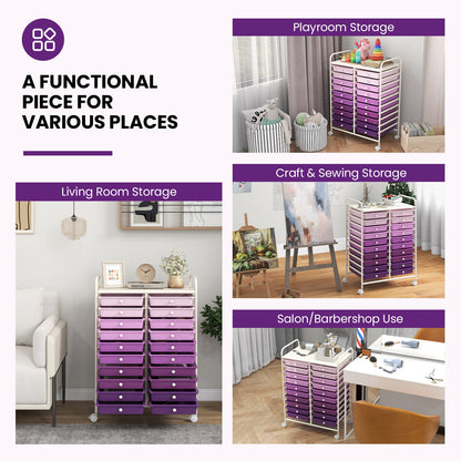 20 Drawers Rolling Storage Cart Studio Organizer, Purple File Cabinets at Gallery Canada
