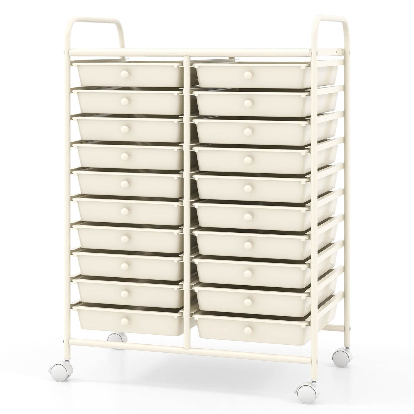 20 Drawers Rolling Storage Cart Studio Organizer, Beige File Cabinets at Gallery Canada
