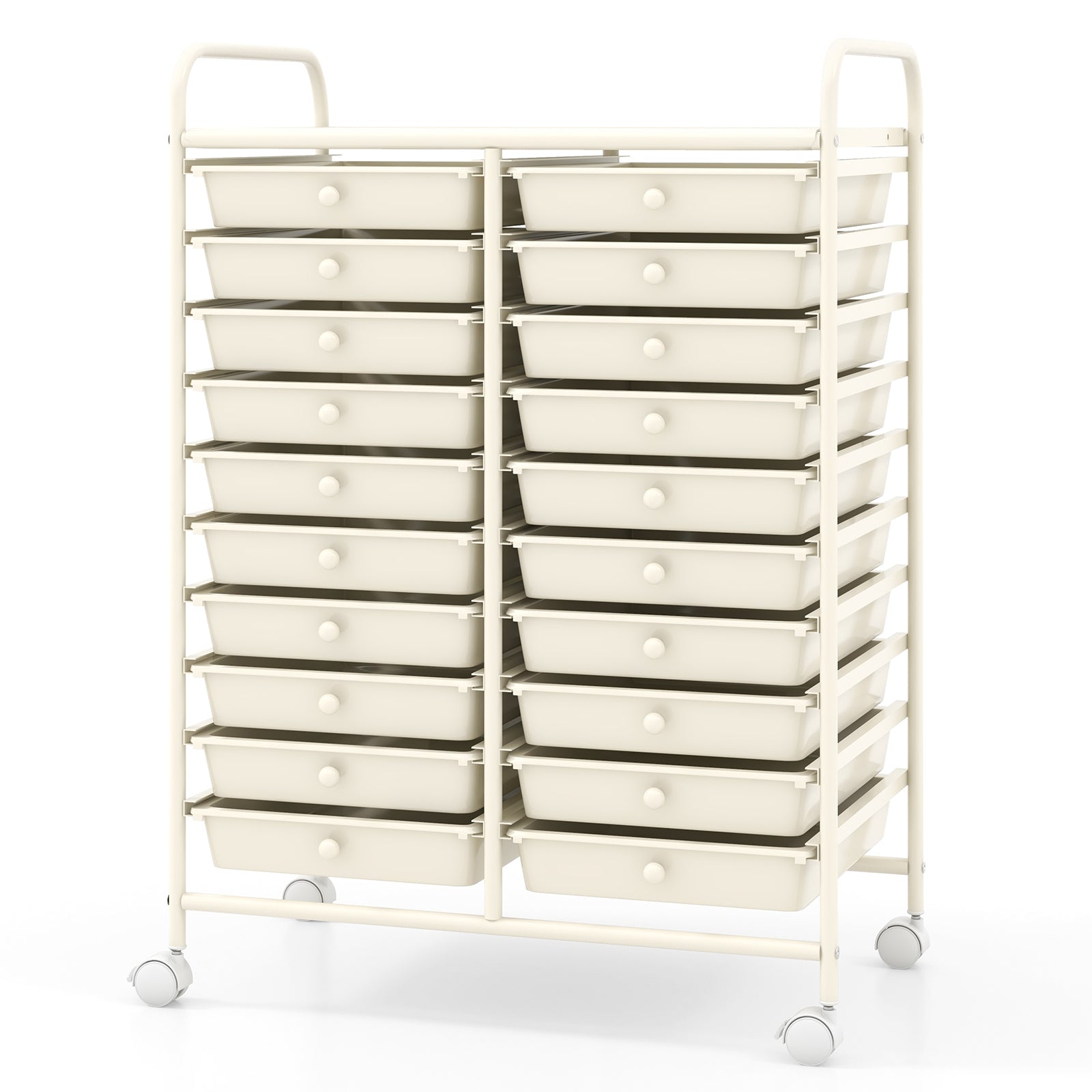 20 Drawers Rolling Storage Cart Studio Organizer, Beige File Cabinets at Gallery Canada