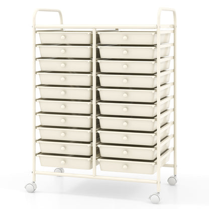 20 Drawers Rolling Storage Cart Studio Organizer, Beige File Cabinets at Gallery Canada
