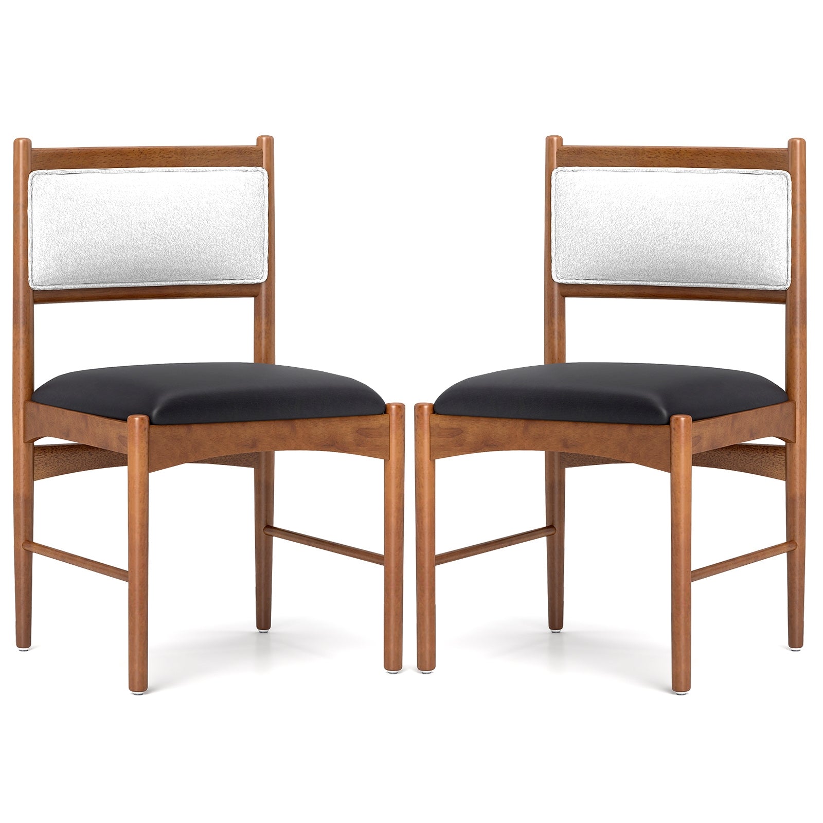 Wooden Dining Chair Set of 2 with Rubber Wood Frame and Faux Sherpa Backrest, Walnut Dining Chairs at Gallery Canada