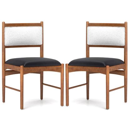 Wooden Dining Chair Set of 2 with Rubber Wood Frame and Faux Sherpa Backrest, Walnut Dining Chairs at Gallery Canada
