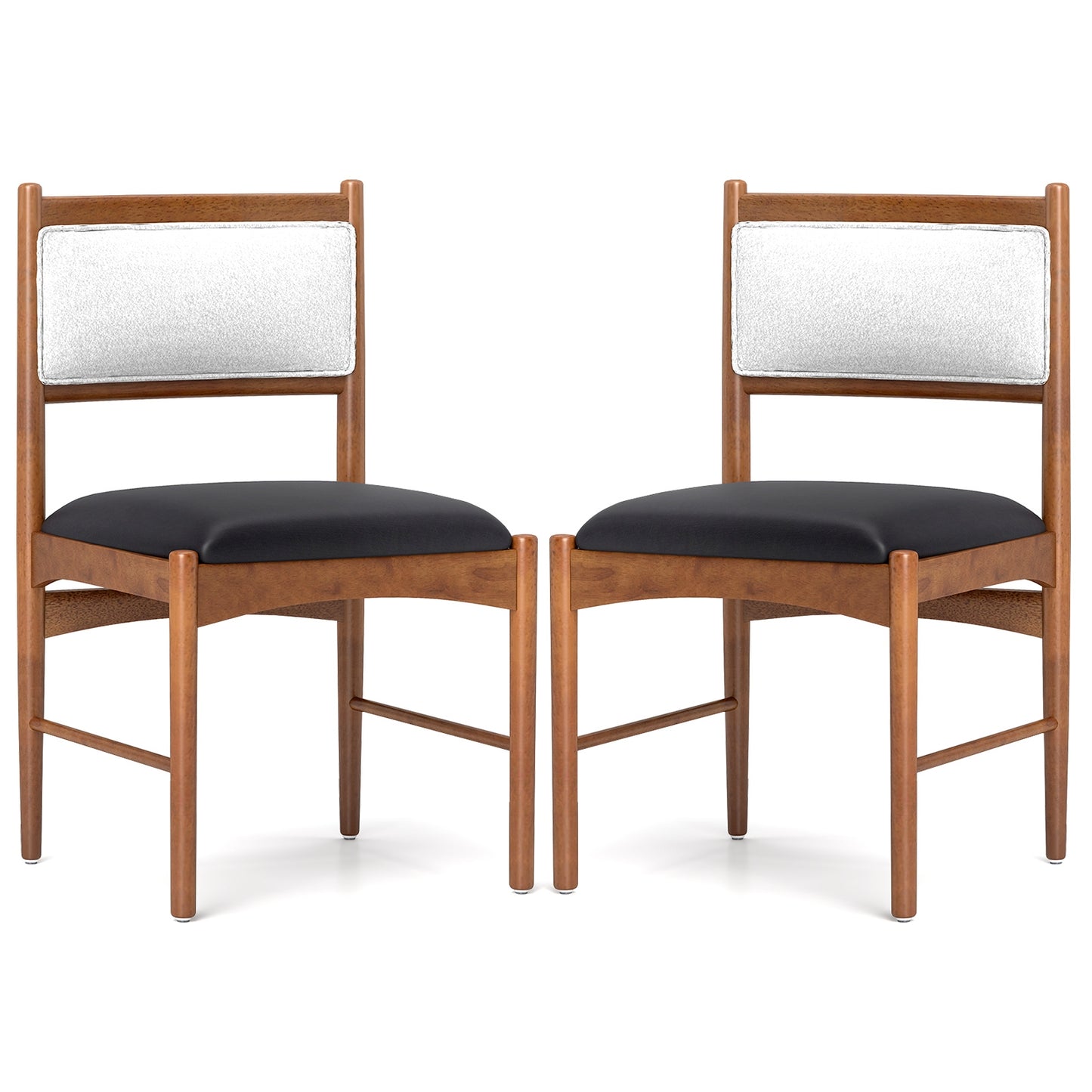 Wooden Dining Chair Set of 2 with Rubber Wood Frame and Faux Sherpa Backrest, Walnut Dining Chairs Walnut at Gallery Canada