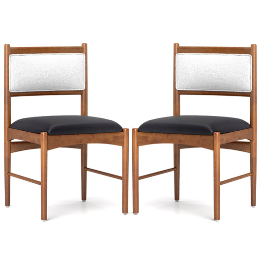 Wooden Dining Chair Set of 2 with Rubber Wood Frame and Faux Sherpa Backrest, Walnut Dining Chairs Walnut at Gallery Canada