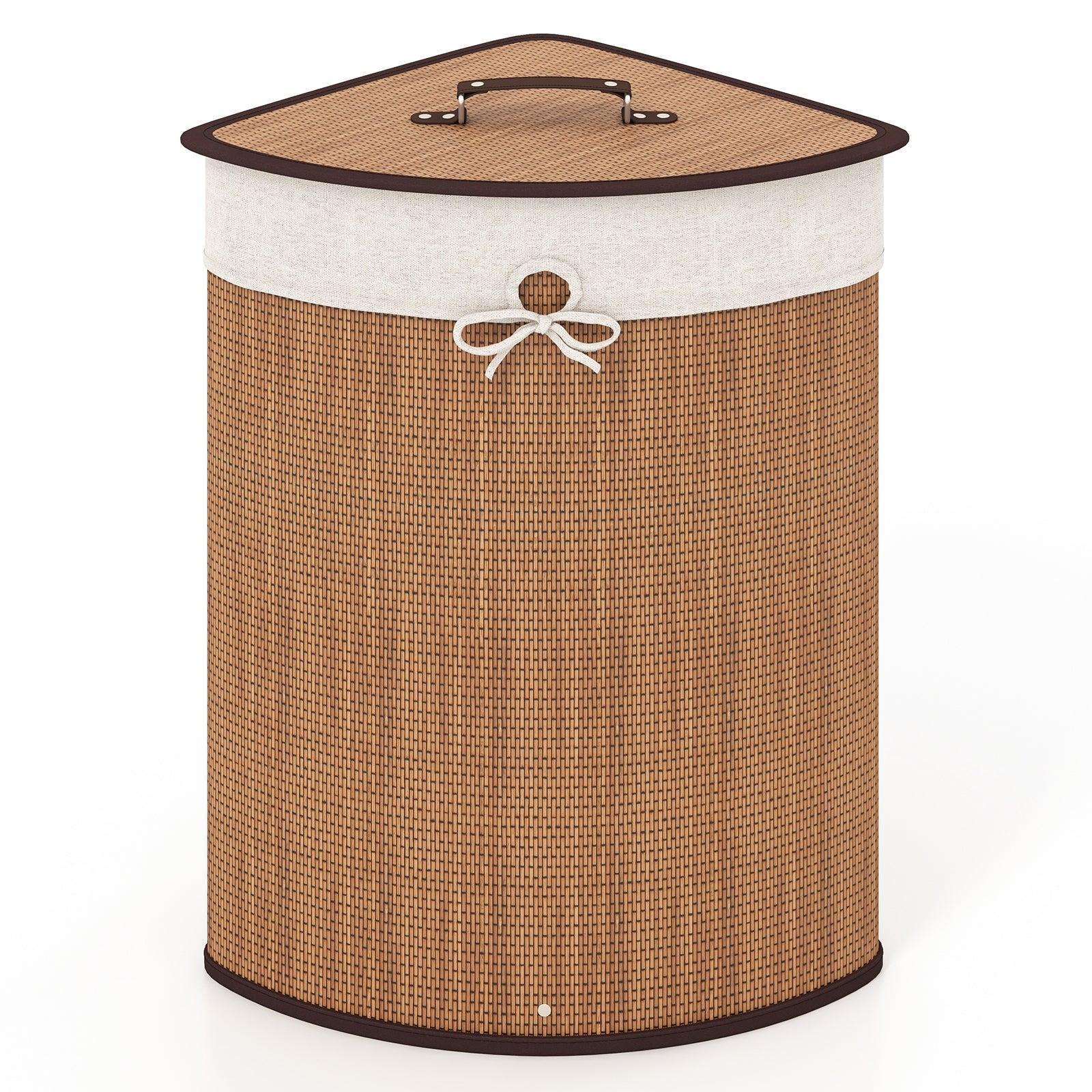 Bamboo Laundry Hamper Basket with Lid and Removable Liner Bag, Yellow Laundry Baskets Yellow at Gallery Canada