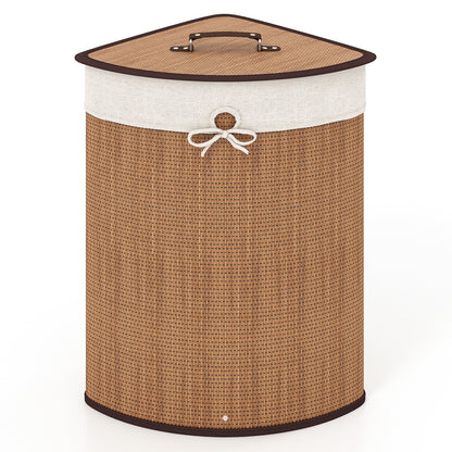 Bamboo Laundry Hamper Basket with Lid and Removable Liner Bag, Yellow Laundry Baskets Yellow at Gallery Canada