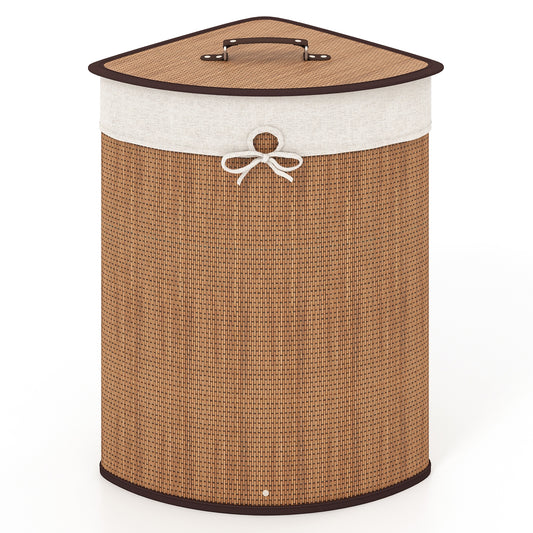 Bamboo Laundry Hamper Basket, With Lid And Removable Liner Bag, Yellow Laundry Baskets Yellow at Gallery Canada