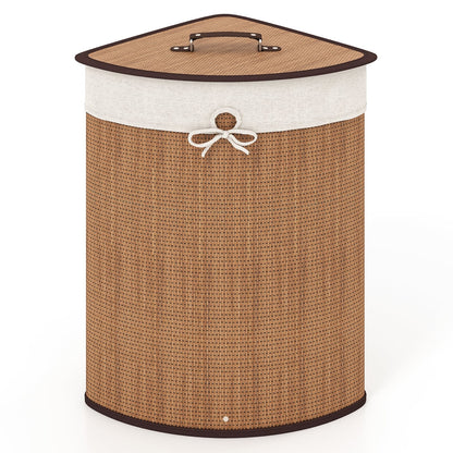 Bamboo Laundry Hamper Basket, With Lid And Removable Liner Bag, Yellow Laundry Baskets Yellow at Gallery Canada