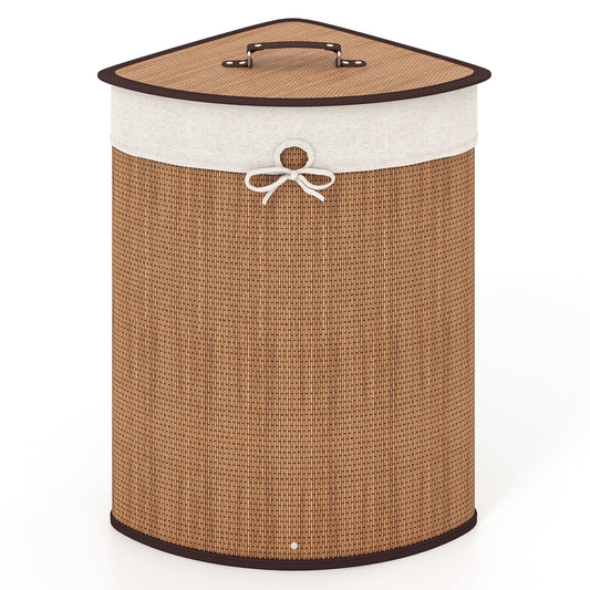 Bamboo Laundry Hamper Basket, With Lid And Removable Liner Bag, Yellow Laundry Baskets Yellow at Gallery Canada