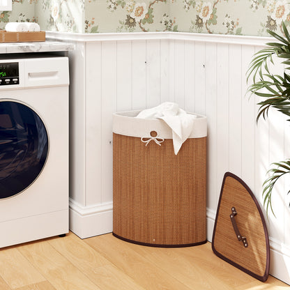 Bamboo Laundry Hamper Basket with Lid and Removable Liner Bag, Yellow Laundry Baskets at Gallery Canada