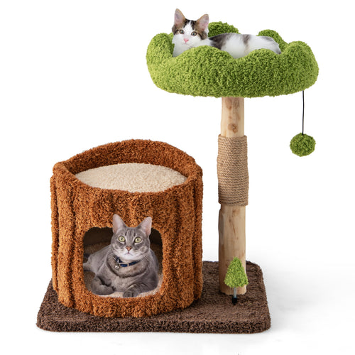 Multifunctional Cat Tree Cat Tower with Scratching Posts and Top Perch, Brown