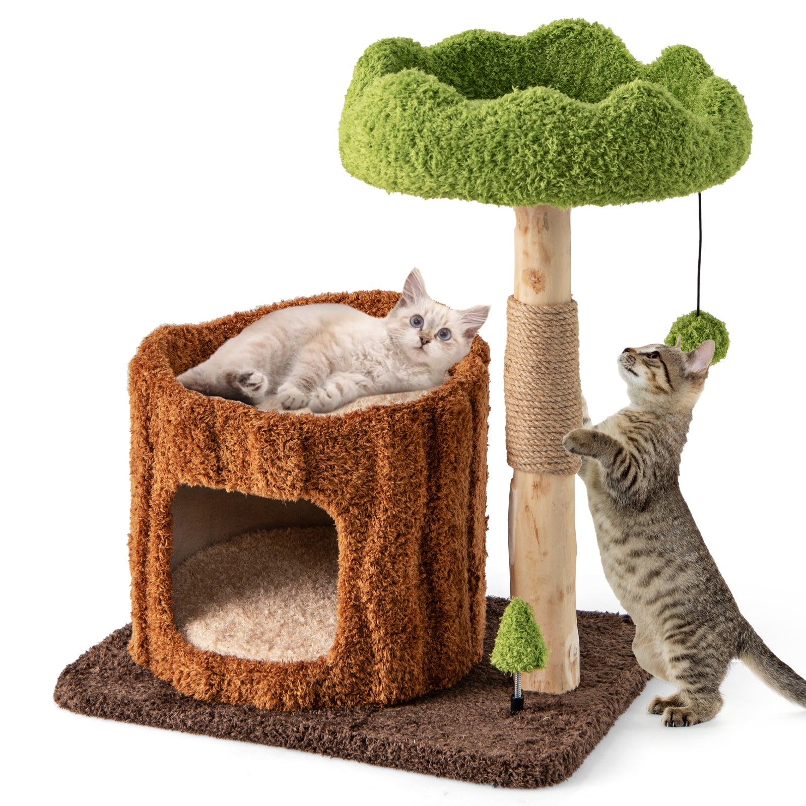 Multifunctional Cat Tree Cat Tower with Scratching Posts and Top Perch, Brown Cat Trees Condos & Scratchers at Gallery Canada