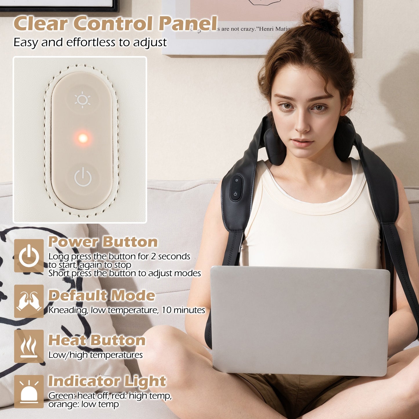 Neck Shoulder Massager with 2 Heat Levels for Pain Relief, Black Spa & Salon at Gallery Canada