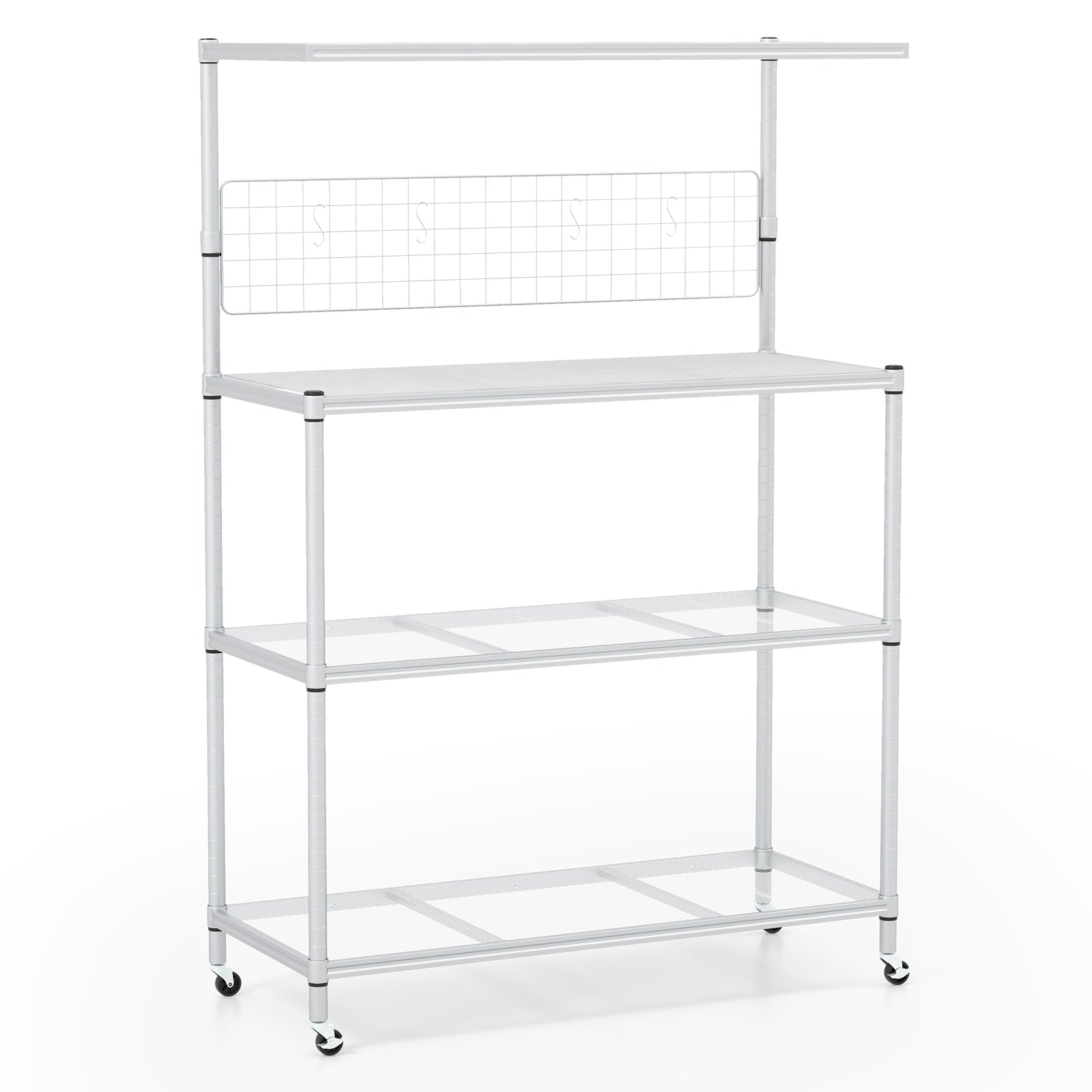 4-Tier Bakers Rack on Wheels with Adjustable Shelves, Silver Baker's Racks at Gallery Canada