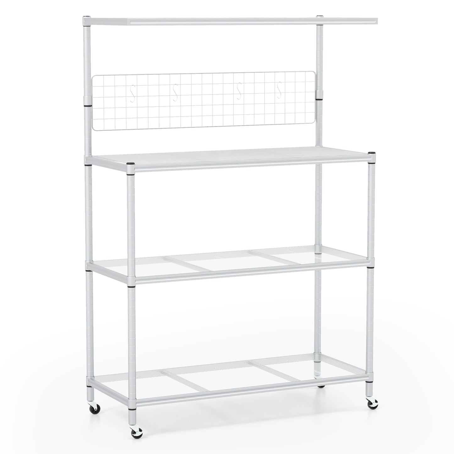 4-Tier Bakers Rack On Wheels, Adjustable Shelves, Silver Baker's Racks Silver at Gallery Canada