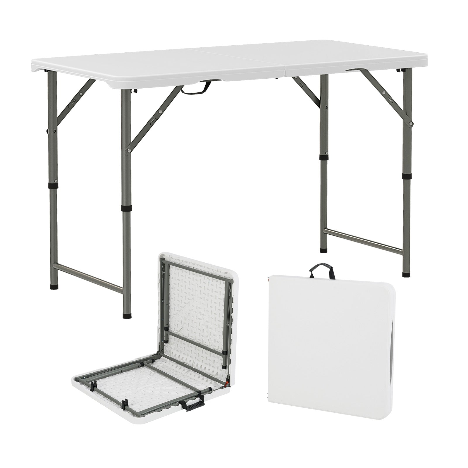 4 Feet Portable Camping Table, HDPE Tabletop, Metal Legs, White Camping Furniture at Gallery Canada