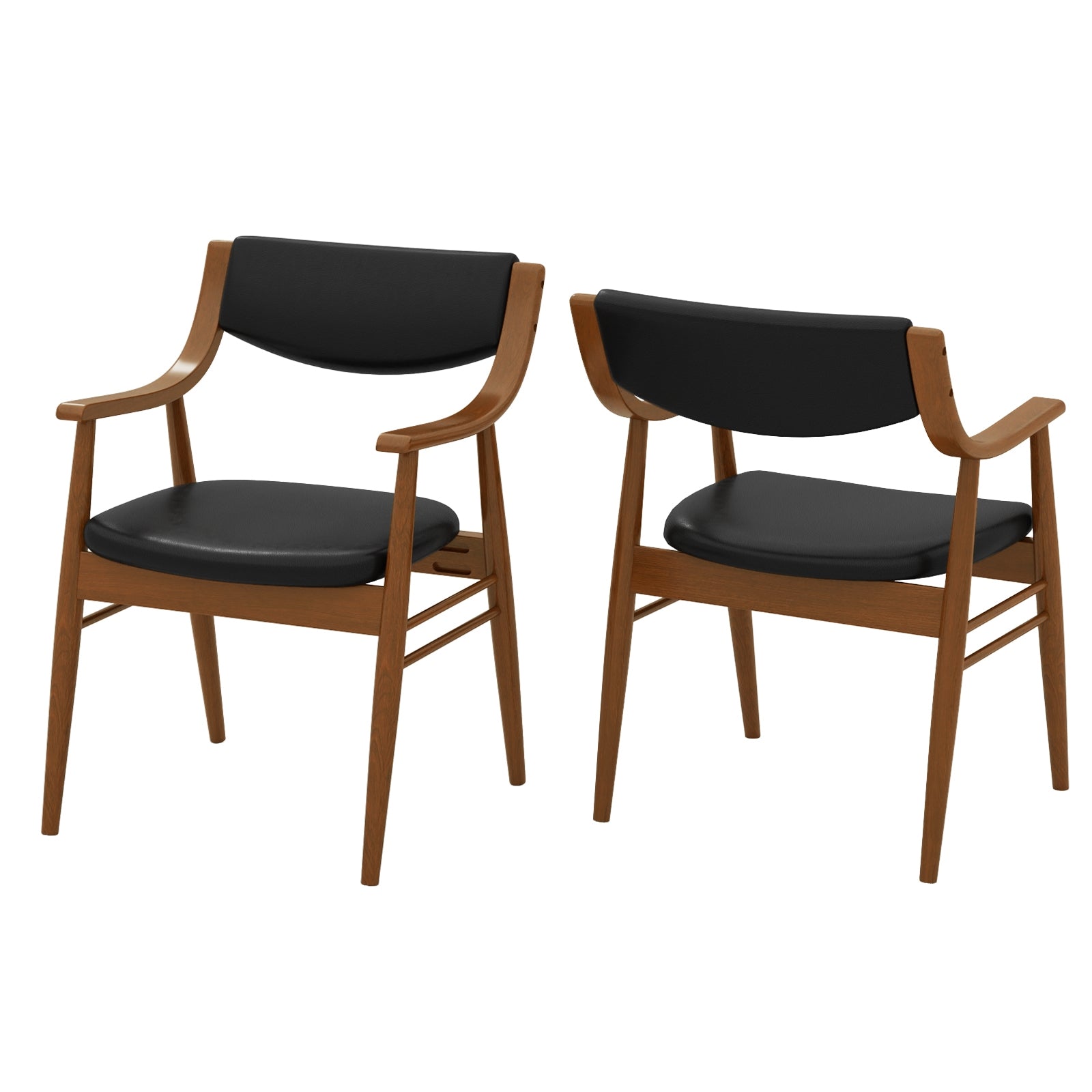Wooden Dining Chair Set of 2 with Padded Seat and Back, Black Dining Chairs at Gallery Canada