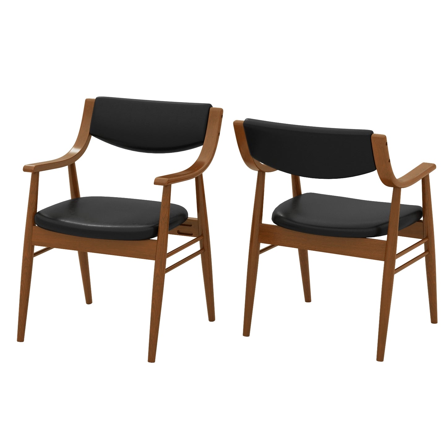 Wooden Dining Chair Set of 2 with Padded Seat and Back, Black Dining Chairs Black at Gallery Canada