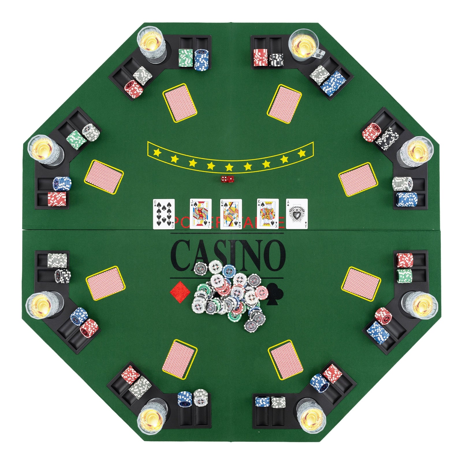 8-Player Foldable Poker Table Top with Carrying Bag, Green Game Room at Gallery Canada