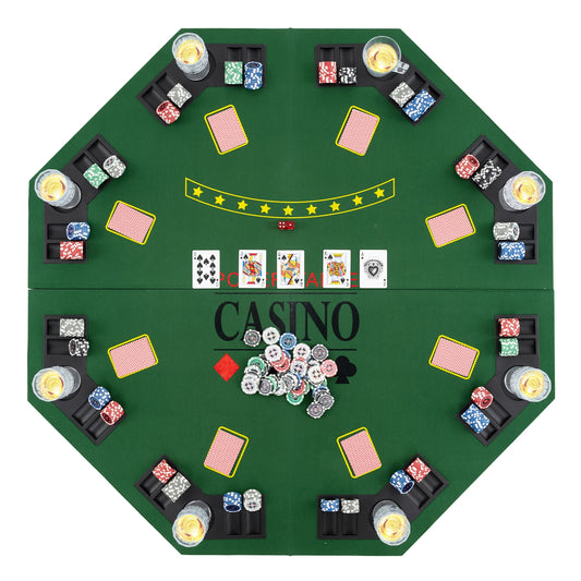 8-Player Foldable Poker Table Top, With Carrying Bag, Green Game Room Green at Gallery Canada