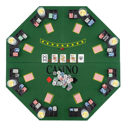 8-Player Foldable Poker Table Top with Carrying Bag, Green