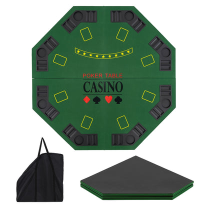 8-Player Foldable Poker Table Top with Carrying Bag, Green Game Room at Gallery Canada