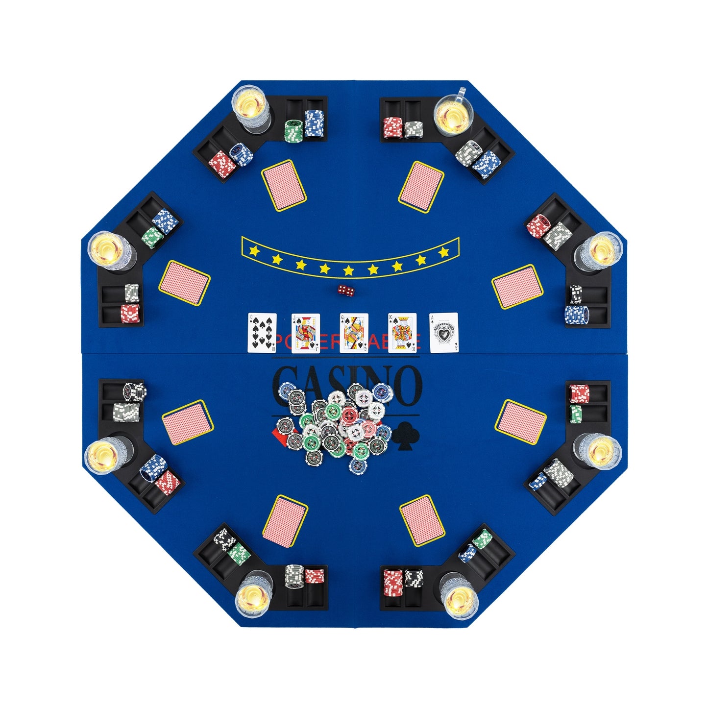 8-Player Foldable Poker Table Top with Carrying Bag, Blue Game Room at Gallery Canada