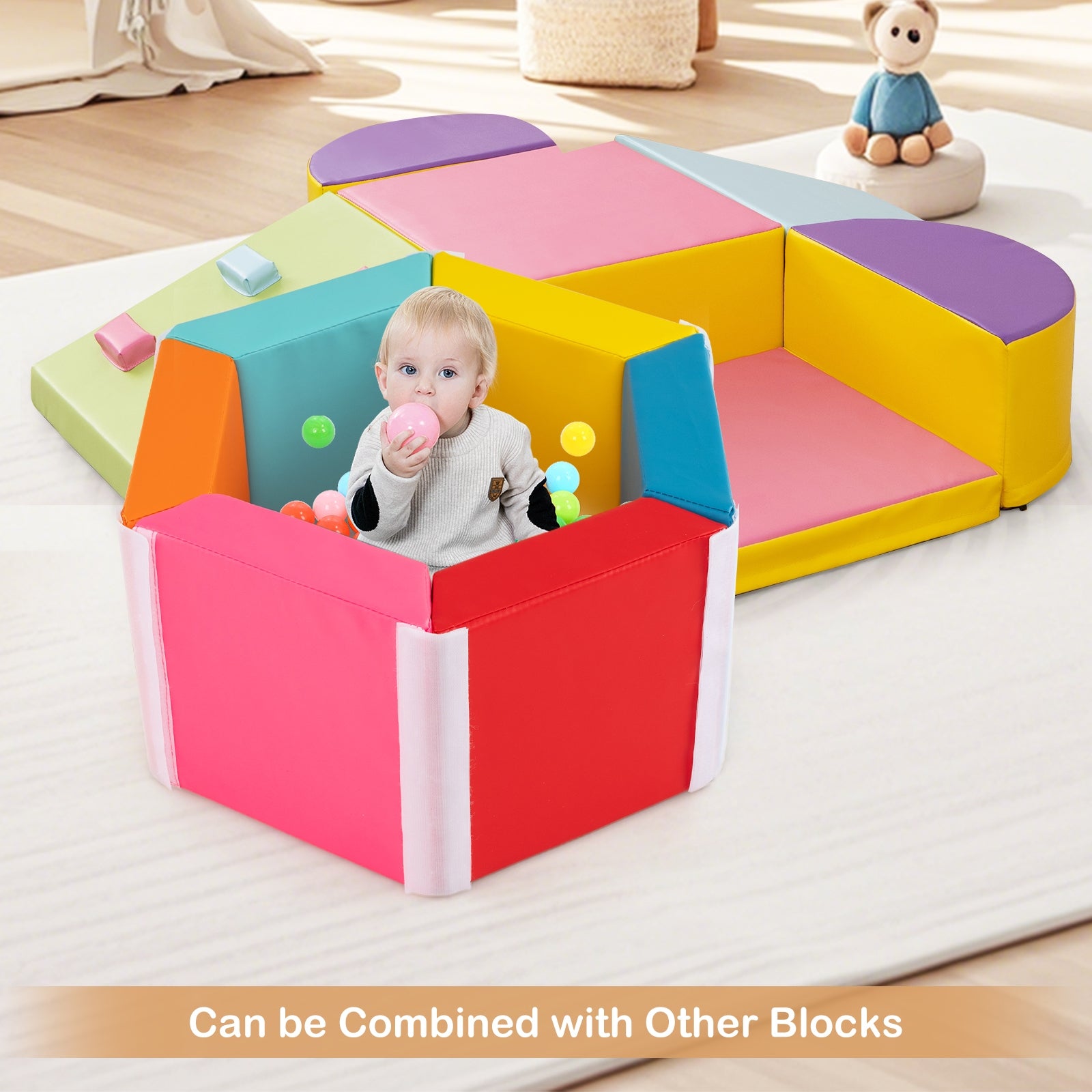 Hexagon Kids Ball Pit Foam Climbing Exercise Mat with Detachable PU Covers, Multicolor Climbers & Slides at Gallery Canada