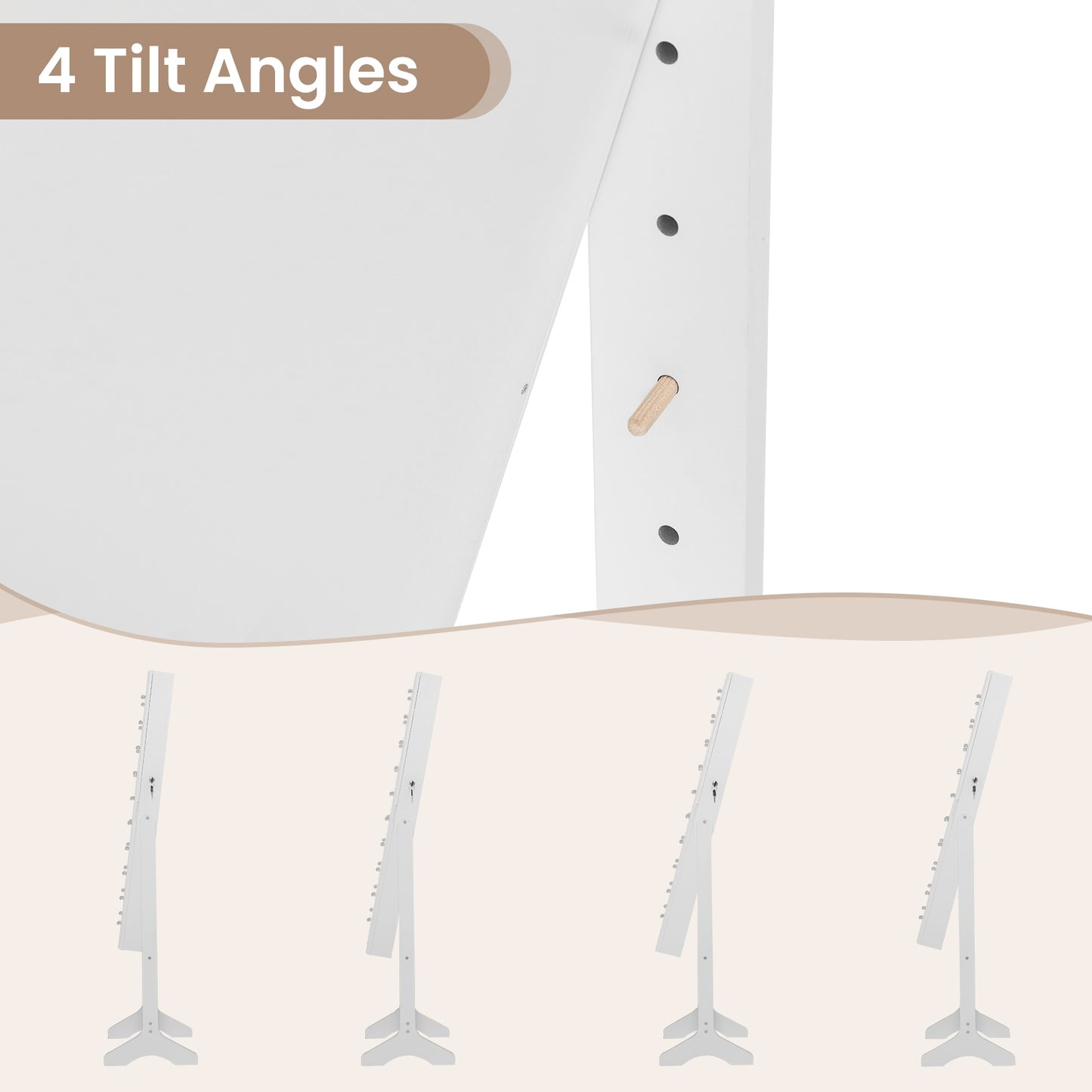 Mirror Jewelry Cabinet with 20 Warm Lights and 4 Tilt Angles, White Floor Mirrors at Gallery Canada