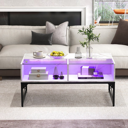 Center Table with Faux Marble and Tempered Glass Top, White Coffee Tables at Gallery Canada