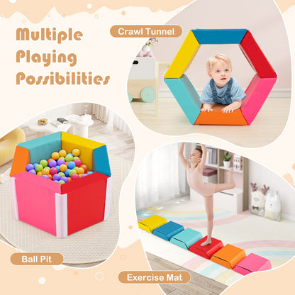 Hexagon Kids Ball Pit Foam Climbing Exercise Mat with Detachable PU Covers, Multicolor Climbers & Slides at Gallery Canada