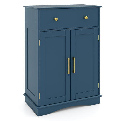 Floor Storage Cabinet with Doors Modern Buffet Sideboard with Drawer and Adjustable Shelf-Navy Blue, Blue