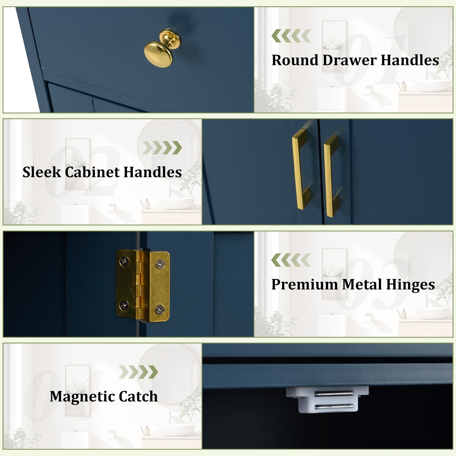 Floor Storage Cabinet with Doors Modern Buffet Sideboard with Drawer and Adjustable Shelf-Navy Blue, Blue Floor Cabinets at Gallery Canada