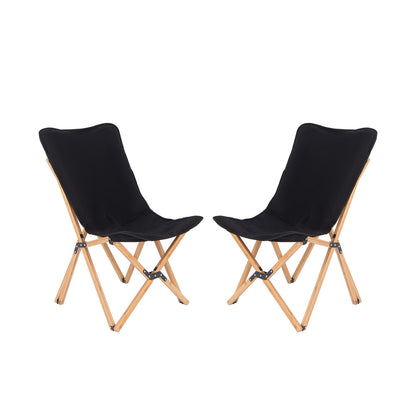 Set of 2 Bamboo Dorm Chair with Storage Pocket for Camping and Fishing, Black Camping Furniture at Gallery Canada