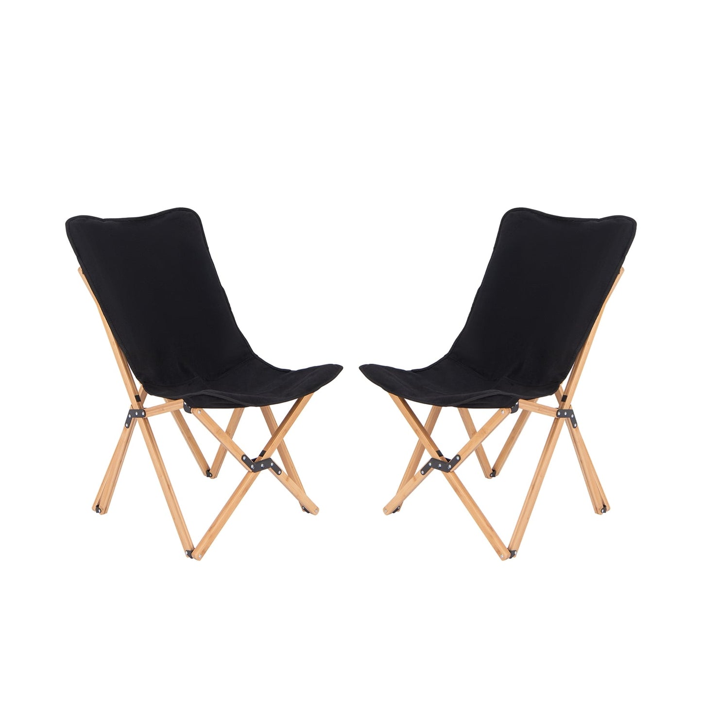 Bamboo Dorm Chair Set of 2, With Storage Pocket, Black Camping Furniture at Gallery Canada