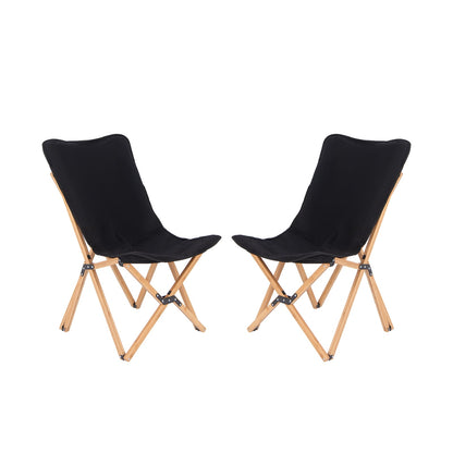 Bamboo Dorm Chair Set of 2, With Storage Pocket, Black Camping Furniture at Gallery Canada