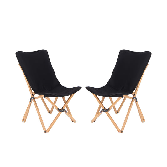 Bamboo Dorm Chair Set of 2, With Storage Pocket, Black Camping Furniture Black at Gallery Canada