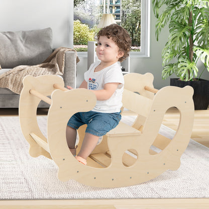 2-in-1 Rocking Horse Arch for Kids Montessori Climbing Toys with Arch Climber, Natural Climbers & Slides at Gallery Canada
